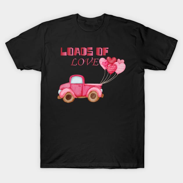 Loads Of Love Valentines Day Cute V-Day Tractor Boys Kids T-Shirt by jadolomadolo